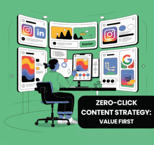 Social media marketer creating zero-click content carousel posts for Instagram and LinkedIn in 2025